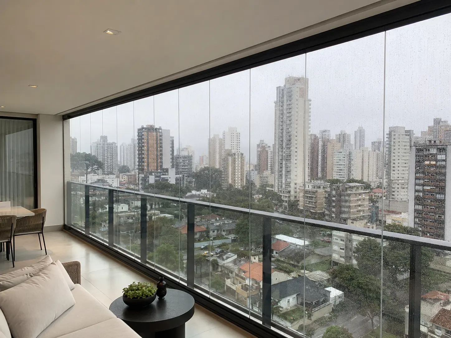 Fechamento de sacada com cortina de vidro